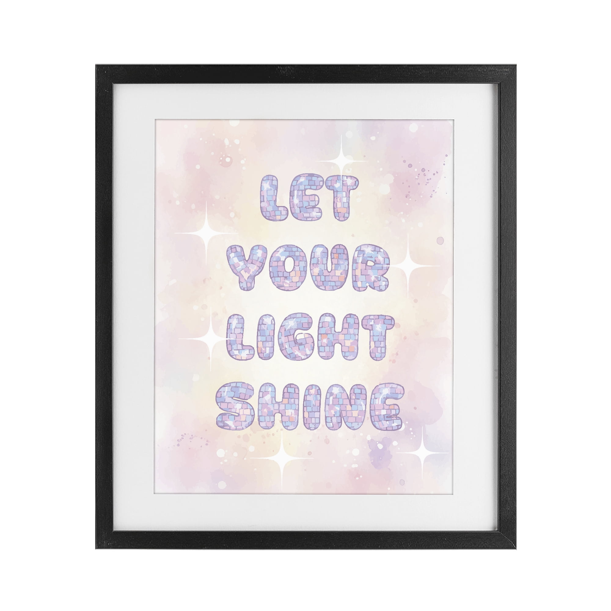Stupell Industries Let Your Light Shine Pastels Black Framed Print Under Glass, design by Lil' Rue