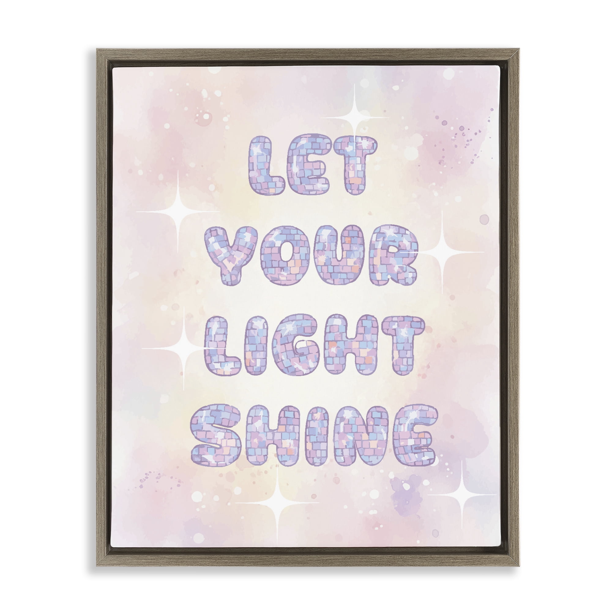 Stupell Industries Let Your Light Shine Pastels Brown Framed Floater Canvas Wall Art, design by Lil' Rue