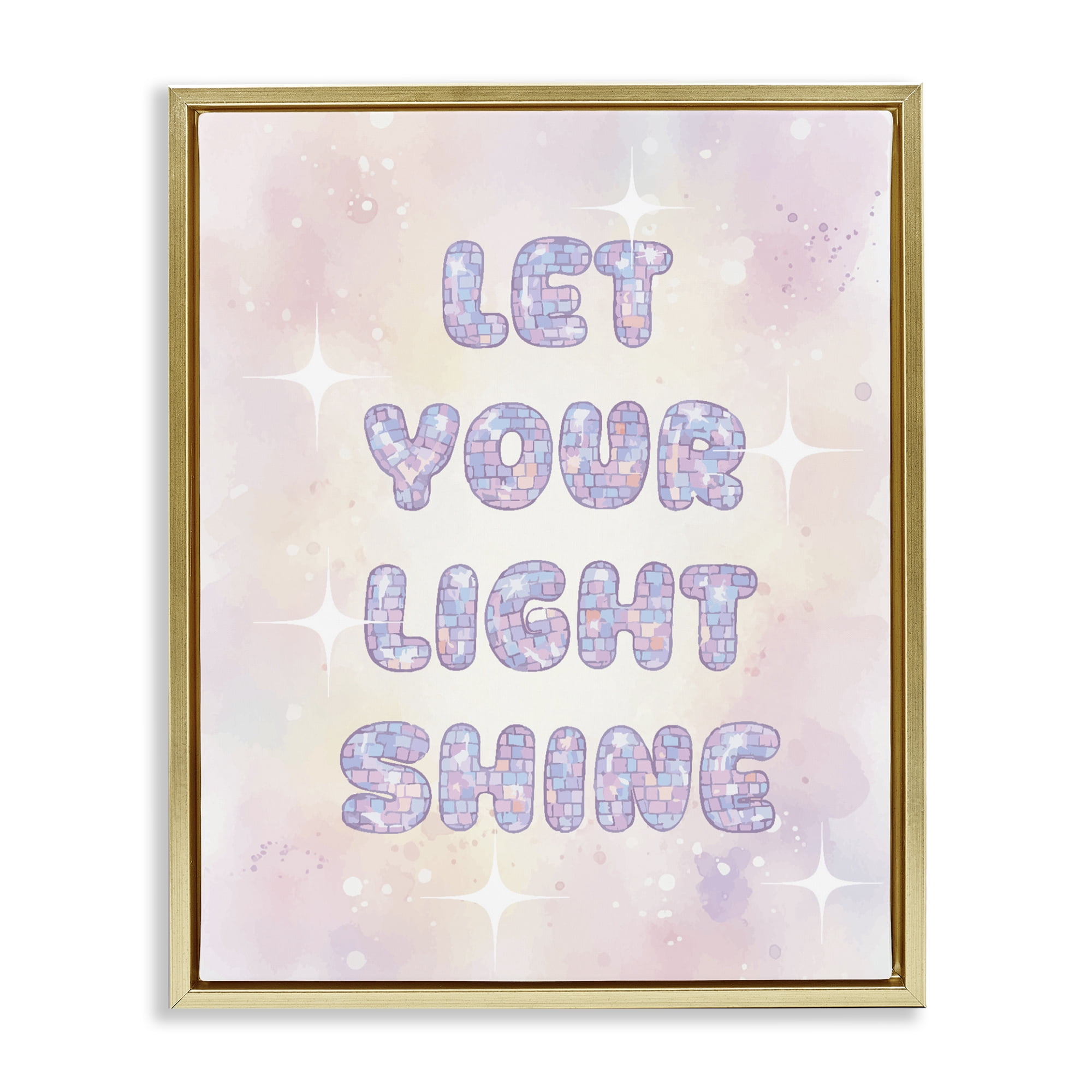 Stupell Industries Let Your Light Shine Pastels Gold Framed Floater Canvas Wall Art, design by Lil' Rue