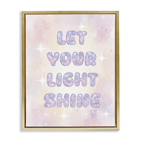 Stupell Industries Eclectic Let Your Light Shine Pastels Gold Floating Frame Canvas Art, 25 x 31, by Lil' Rue
