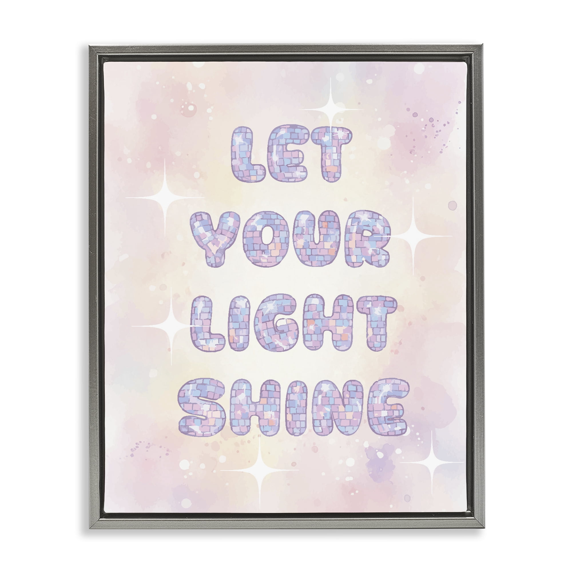 Stupell Industries Let Your Light Shine Pastels Gray Framed Floater Canvas Wall Art, design by Lil' Rue