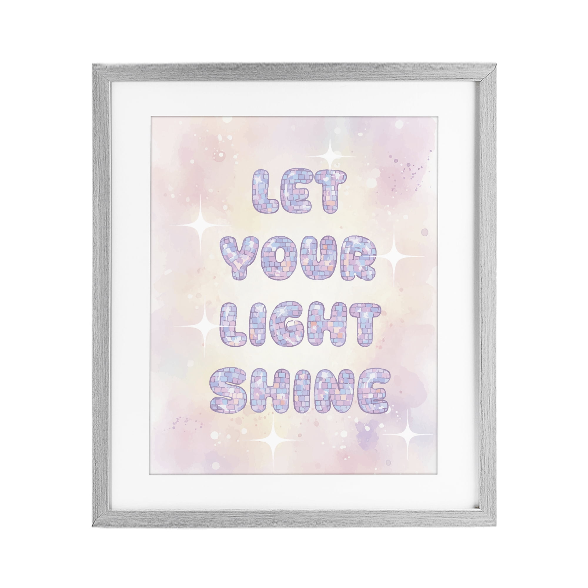 Stupell Industries Let Your Light Shine Pastels Gray Framed Print Under Glass, design by Lil' Rue