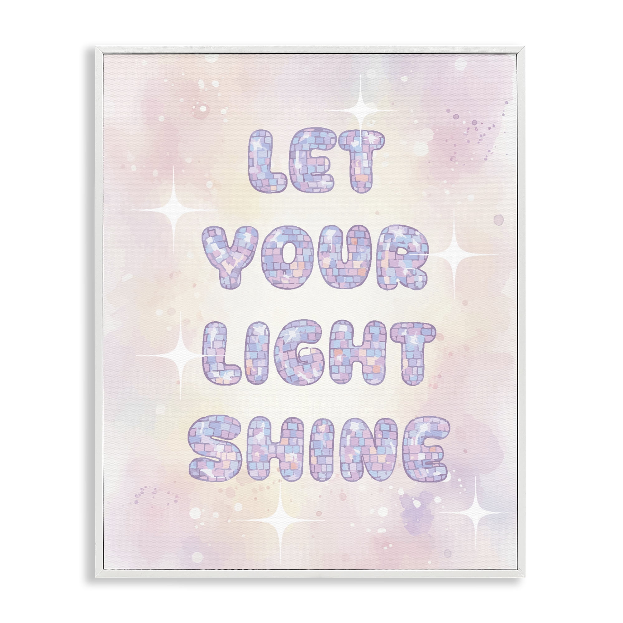 Stupell Industries Let Your Light Shine Pastels White Framed Giclee Art, design by Lil' Rue