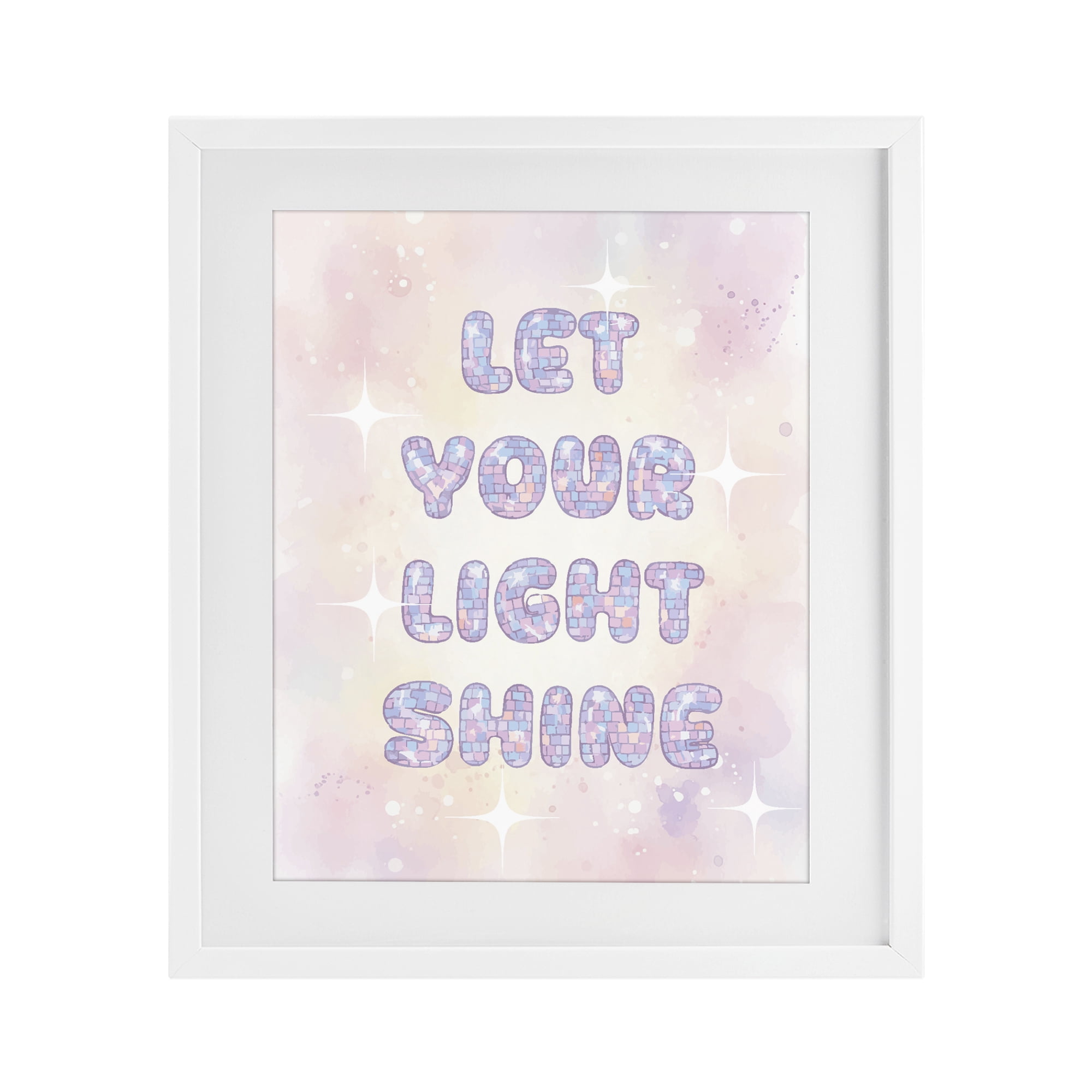 Stupell Industries Let Your Light Shine Pastels White Framed Print Under Glass, design by Lil' Rue