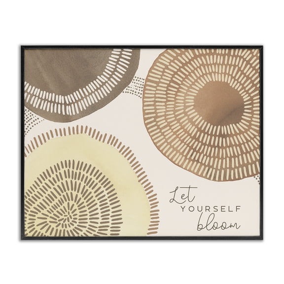 Stupell Industries Let Yourself Bloom Boho Typography Painting Black Framed Art Print Wall Art, 14 x 11