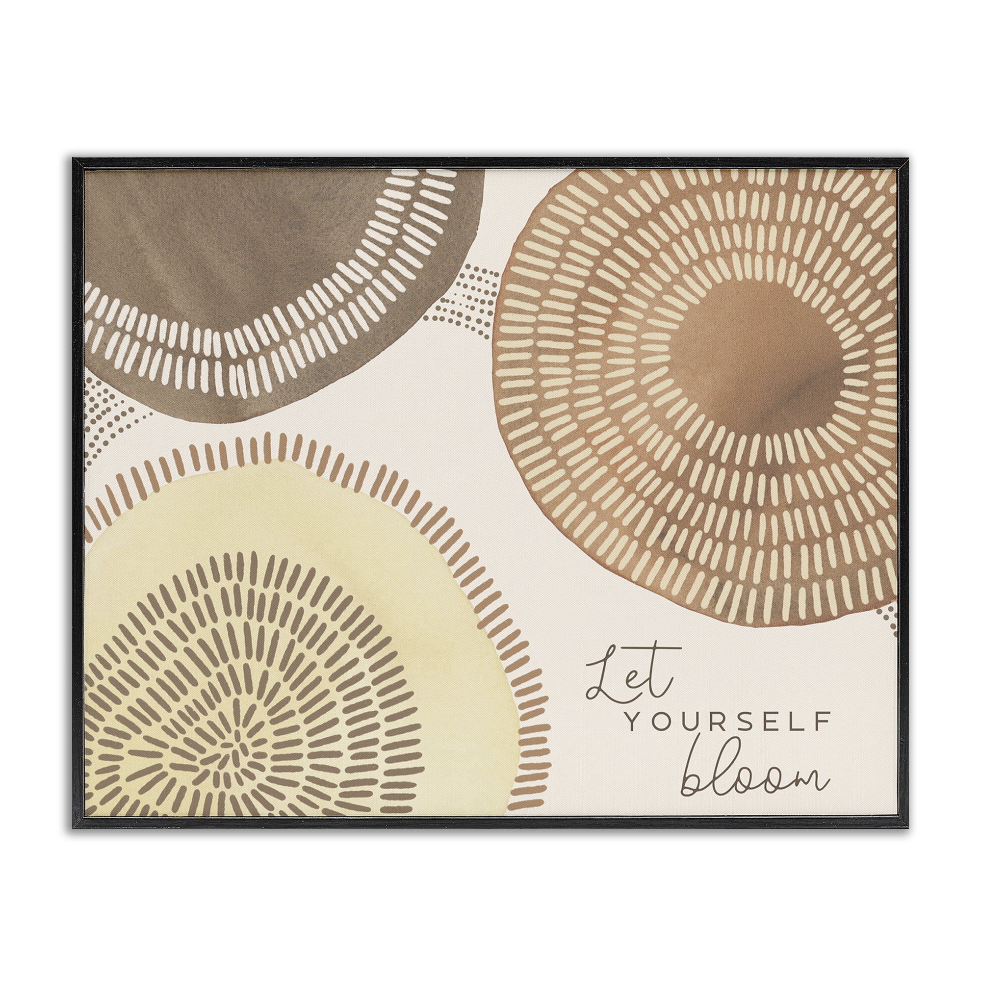 Stupell Industries Let Yourself Bloom Boho Typography Painting Black Framed Art Print Wall Art, 20 x 16