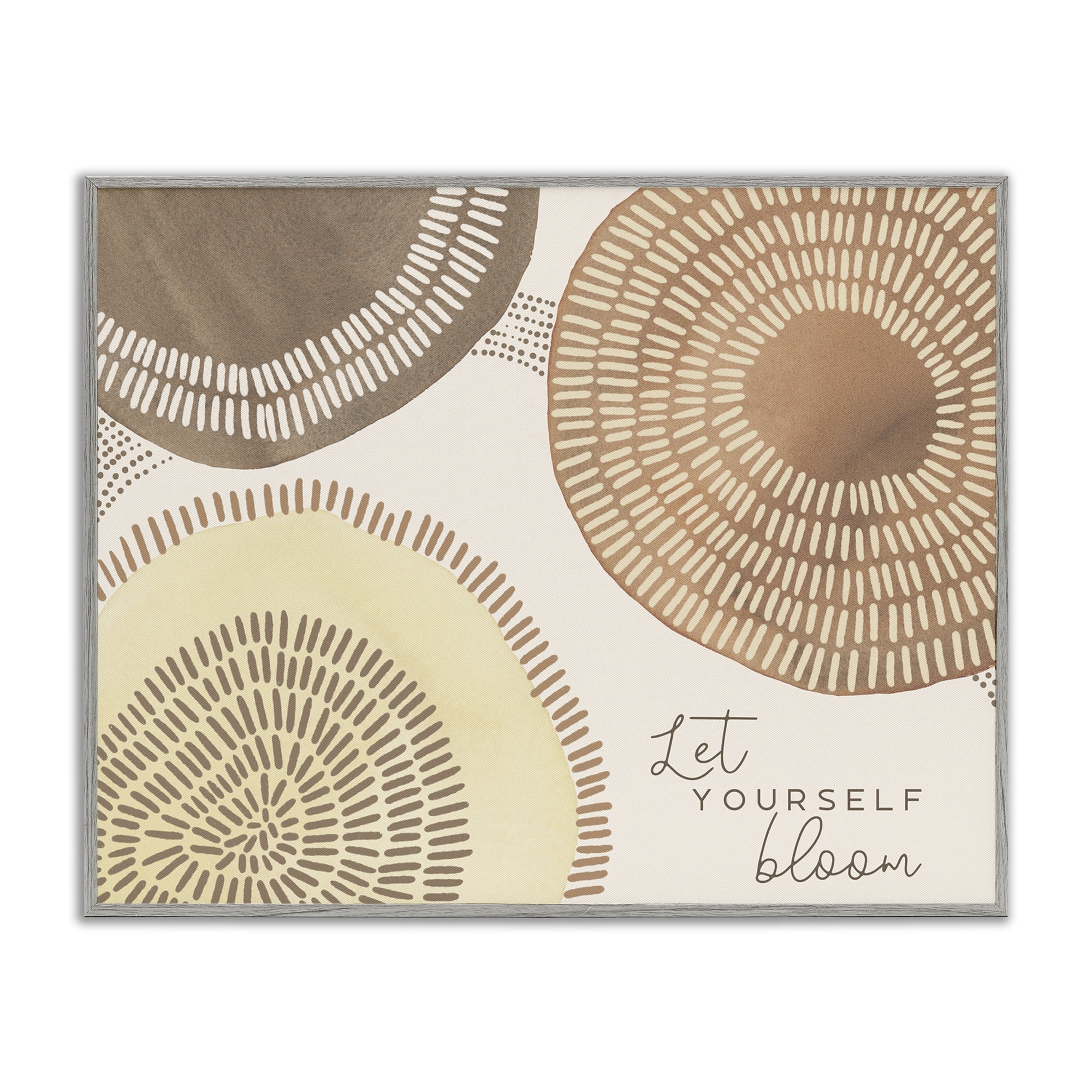 Stupell Industries Let Yourself Bloom Boho Typography Painting Gray Framed Art Print Wall Art, 20 x 16