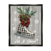 Stupell Industries Let it Snow Ice Skate Holiday Painting Black Floater Framed Canvas Art Print Wall Art, 17 x 21