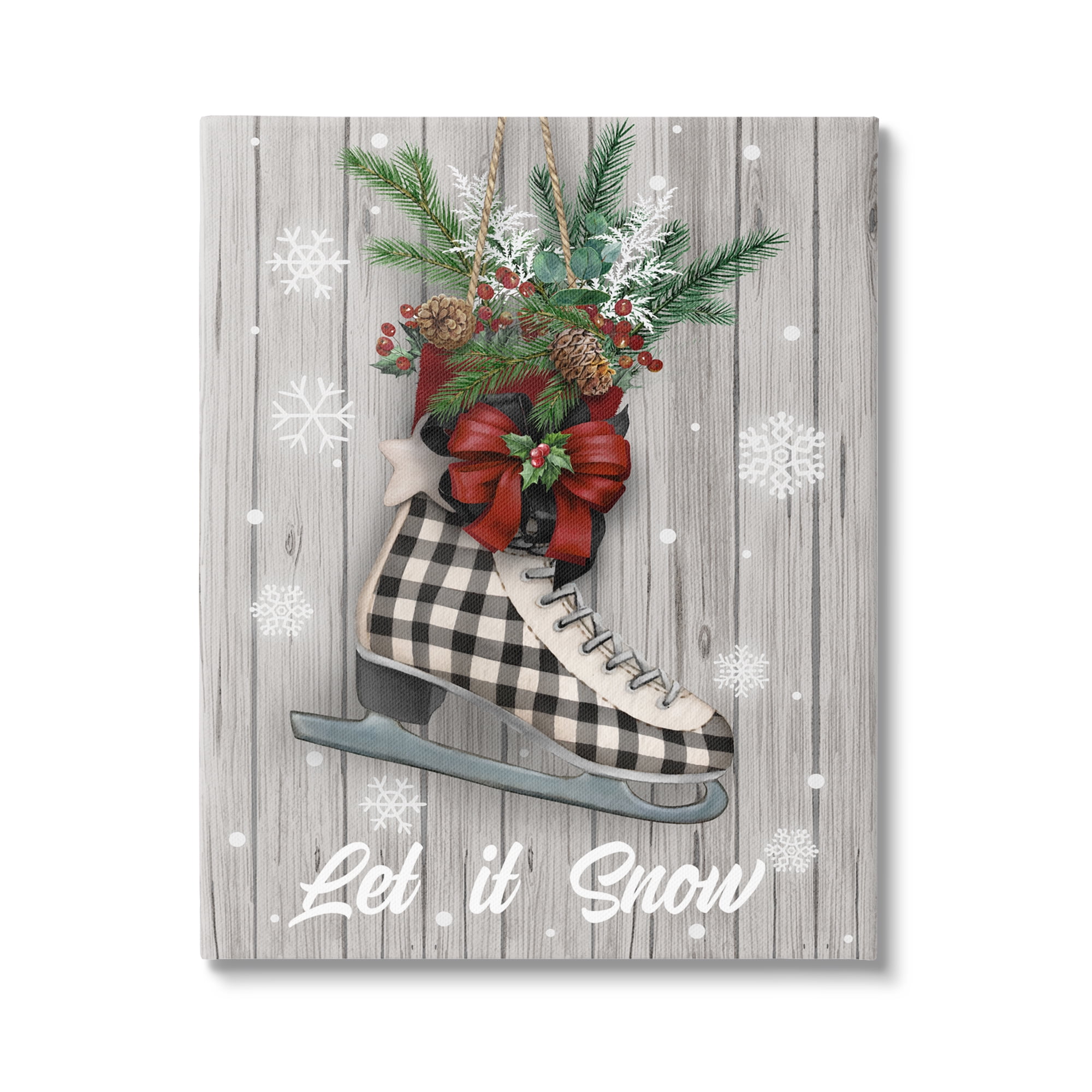 Stupell Industries Let it Snow Ice Skate Holiday Painting Gallery Wrapped Canvas Art Print Wall Art, 16 x 20