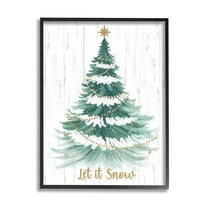 Stupell Industries Let it Snow Rustic Tree Holiday Painting Black Framed Art Print Wall Art, 11 x 14