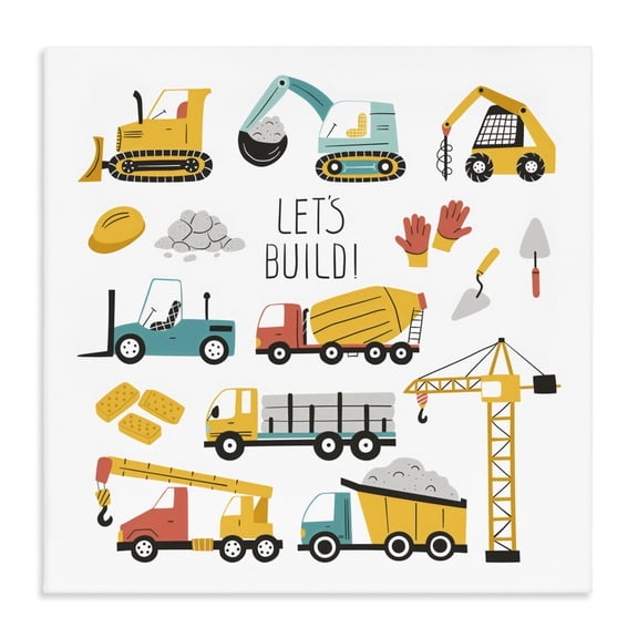 Stupell Industries Let's Build Various Construction Trucks Canvas Wall Art, design by Creative Studio