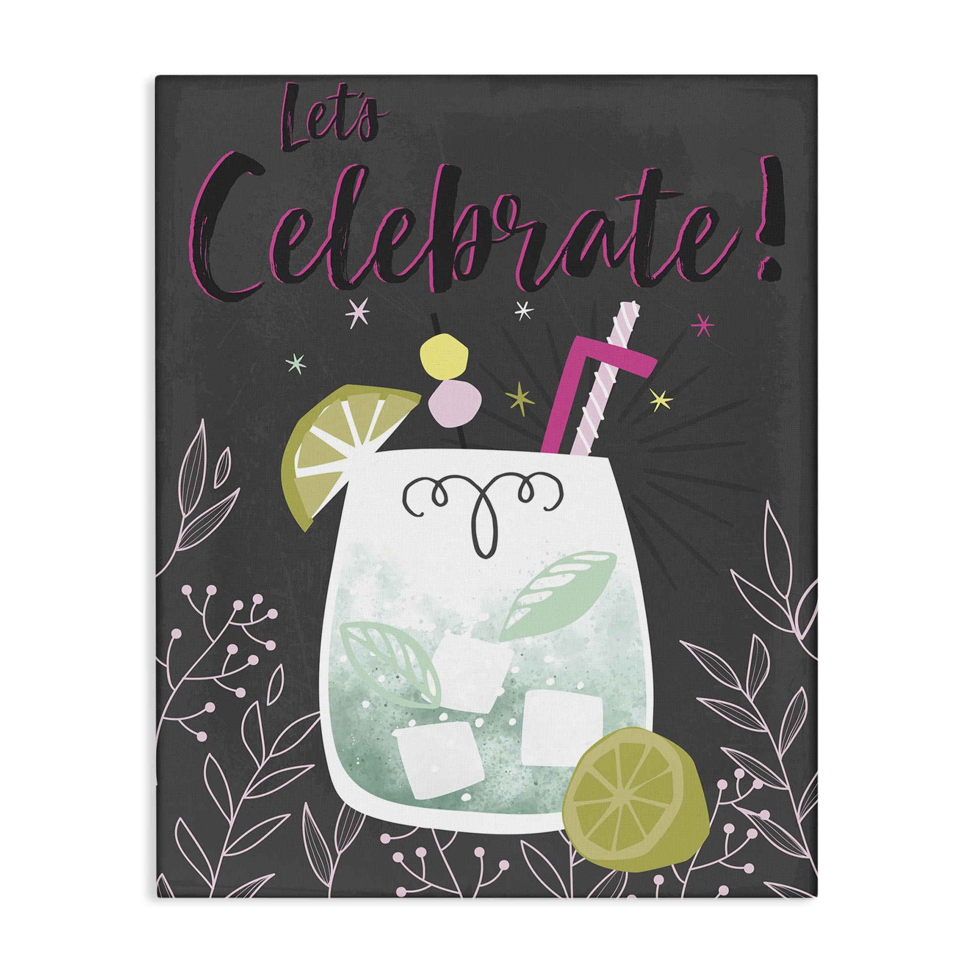 Stupell Industries Let's Celebrate Cocktail Food & Beverage Painting Wrapped Canvas Art Print Wall Art, 30 x 40