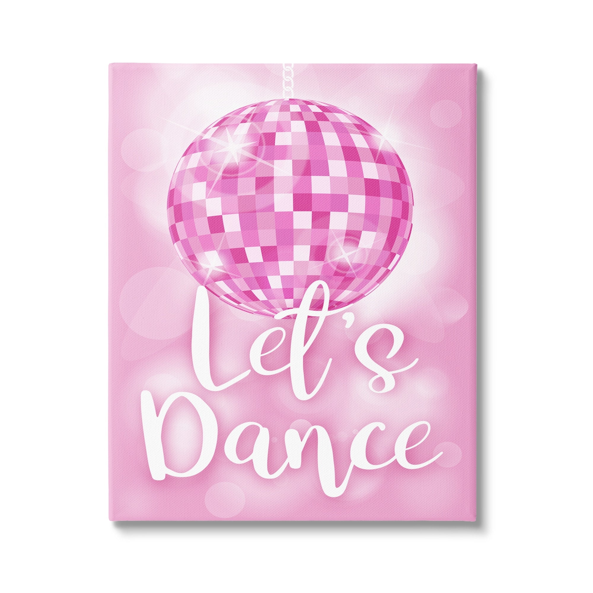 Stupell Industries Let's Dance Bold Pink Disco Ball Beauty & Fashion Painting Gallery Wrapped Canvas Print Wall Art