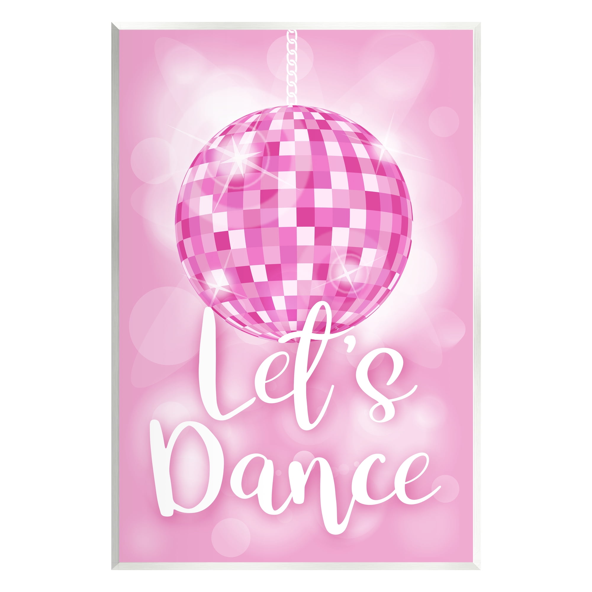 Stupell Industries Let's Dance Bold Pink Disco Ball Beauty & Fashion Painting Unframed Art Print Wall Art