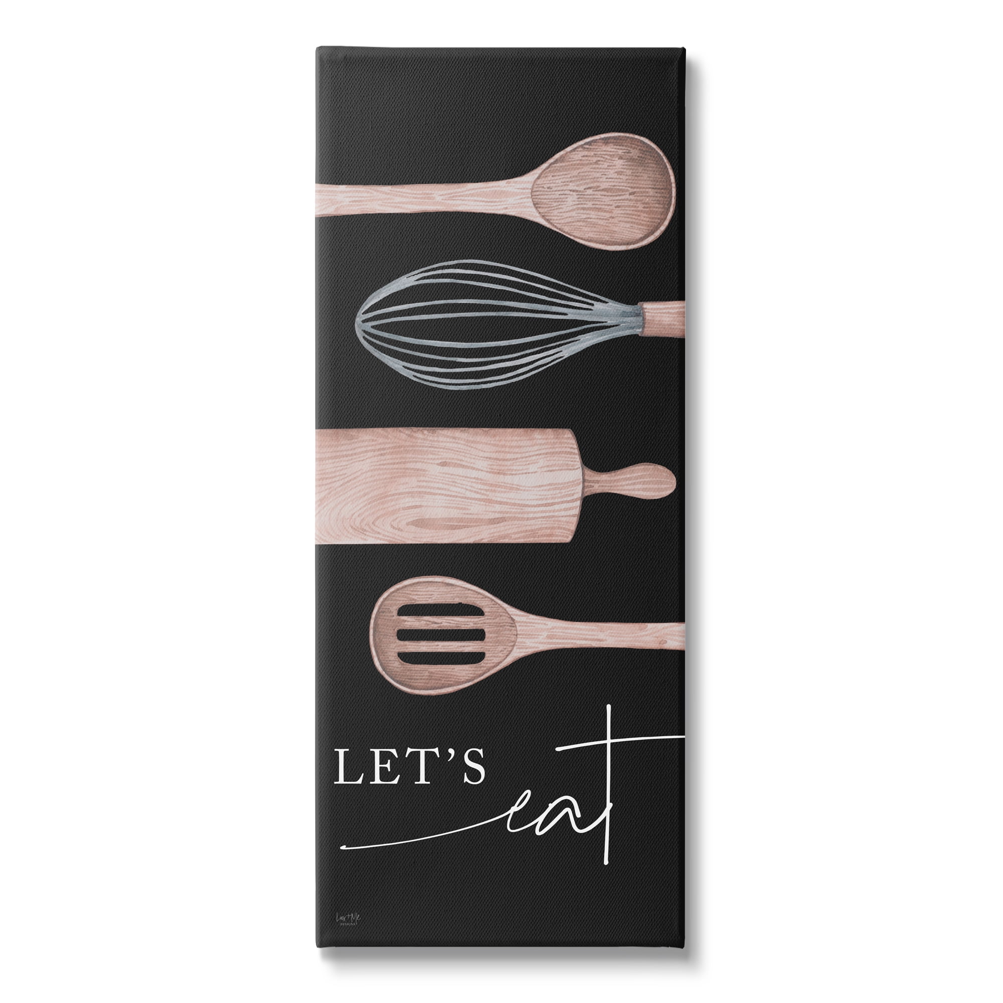 Stupell Industries Let's Eat Varied Kitchen Cooking Utensil Phrase Graphic Art Gallery Wrapped Canvas Print Wall Art, Design by Lux + Me Designs