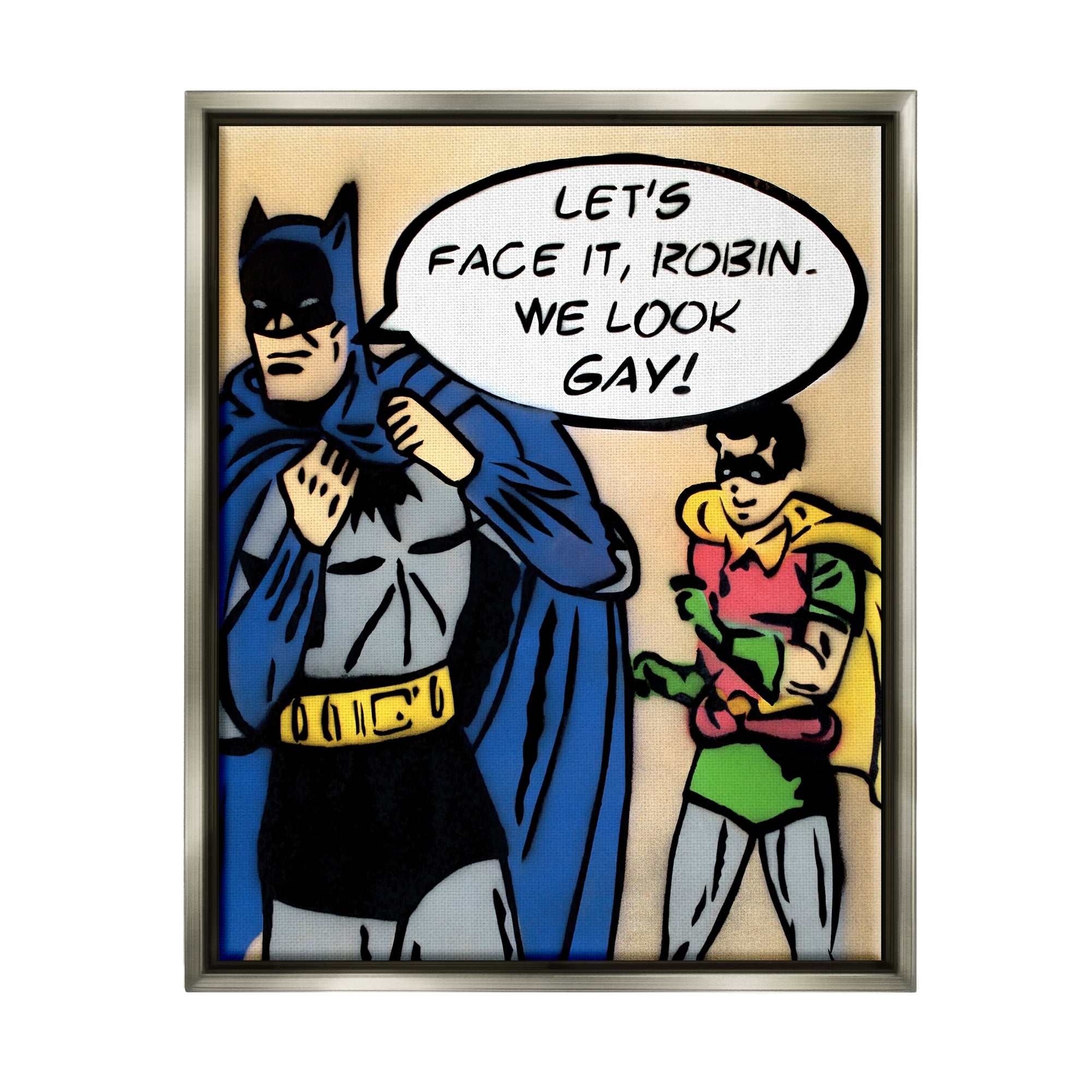 Stupell Industries Let's Face It Robin Funny Comic Fairy Tales & Fantasy Painting Gray Floater Framed Art Print Wall Art