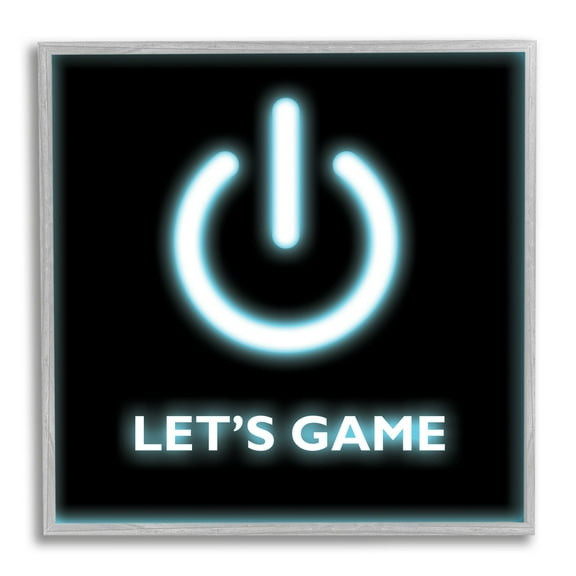 Stupell Industries Let's Game Power Button Symbol Gamer Text, 12 x 12, Design by Masey St. Studios
