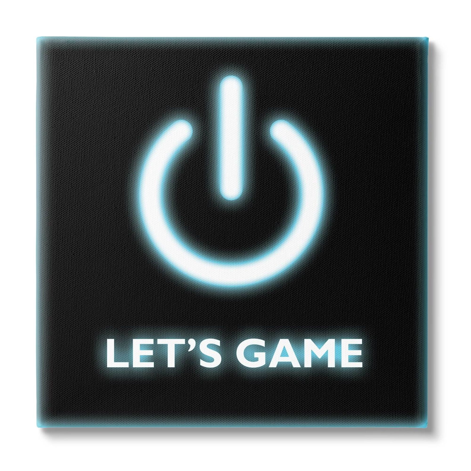 Stupell Industries Let's Game Power Button Symbol Gamer Text, 36 x 36, Design by Masey St. Studios