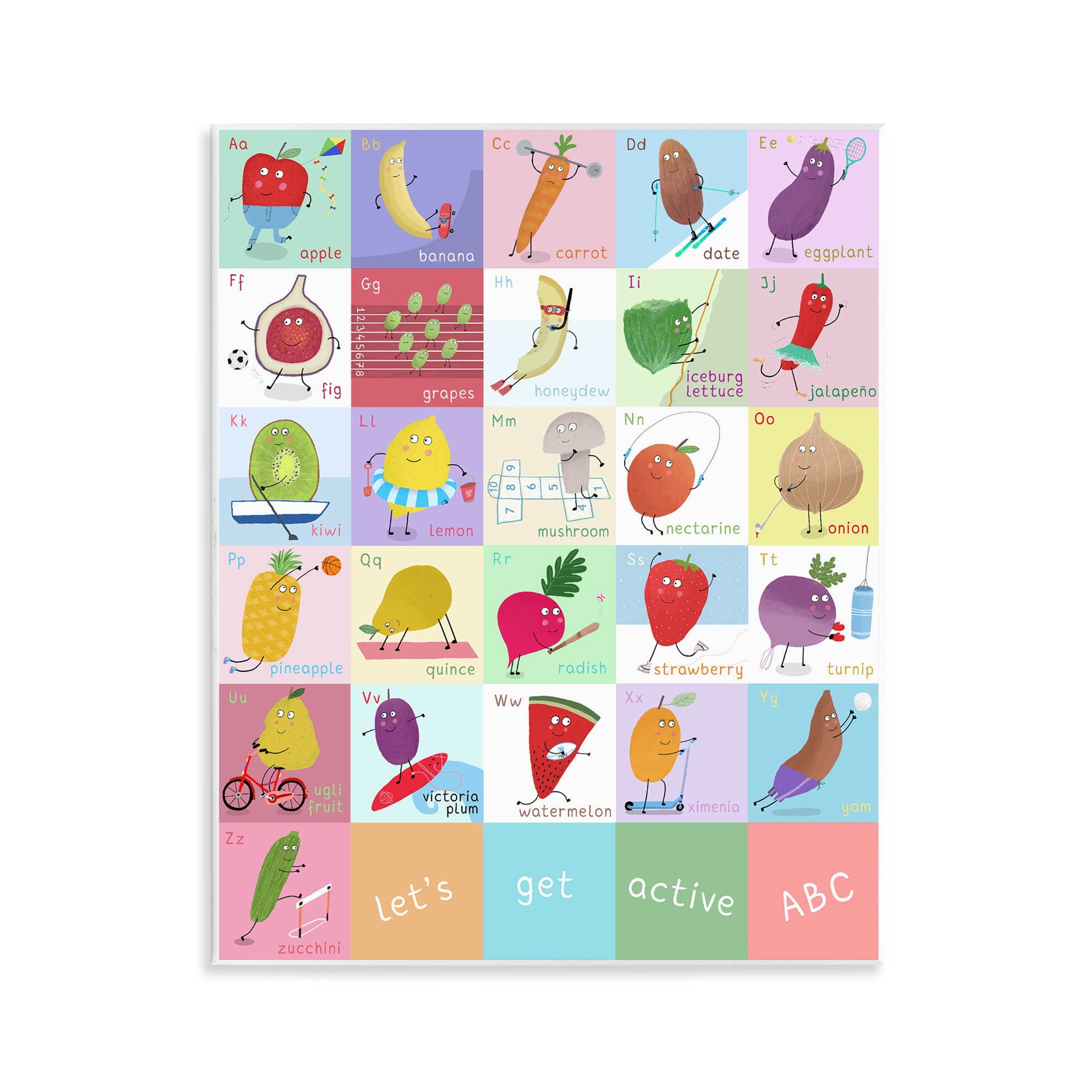 Stupell Industries Let's Get Active ABC's Wall Plaque Art, design by Carla Daly