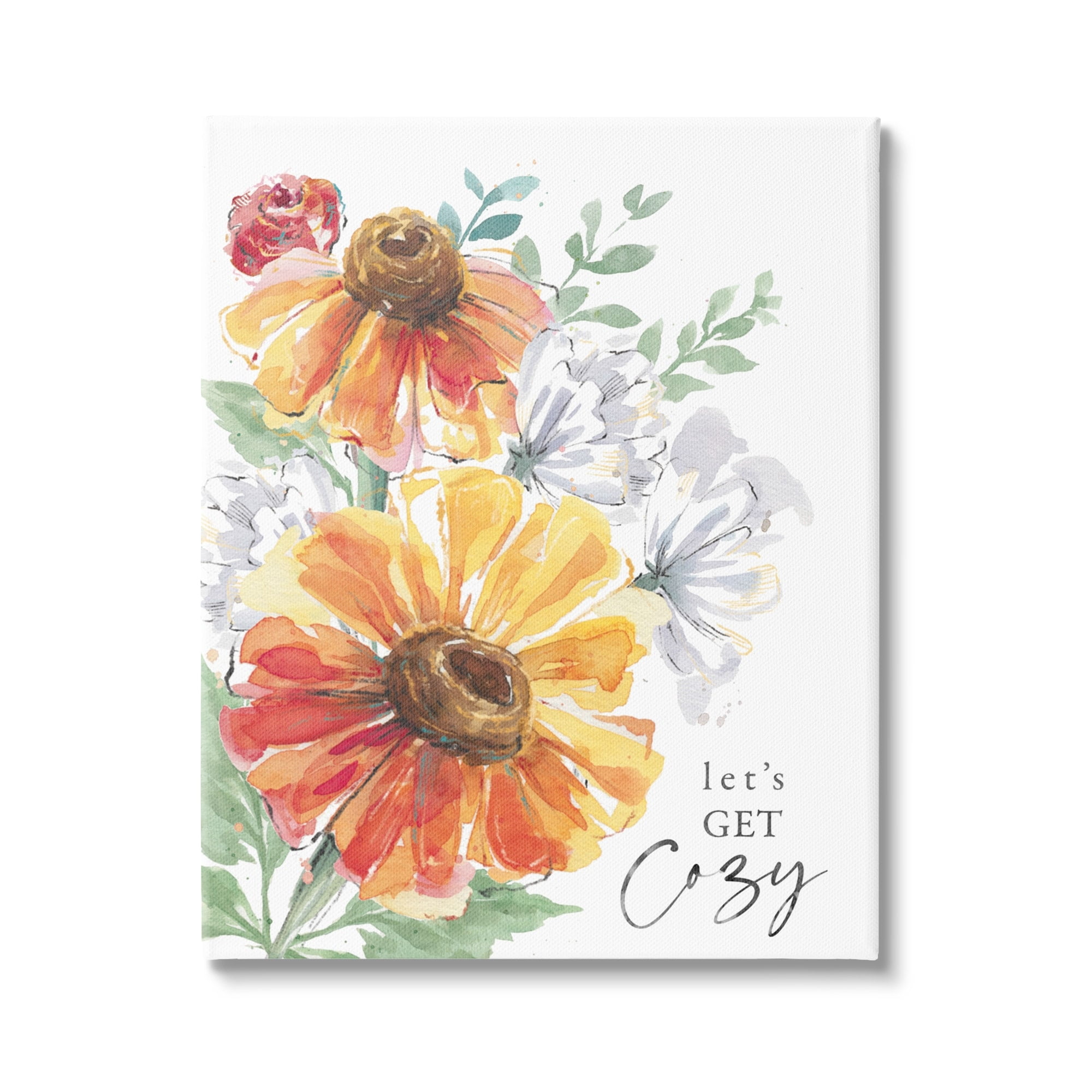 Stupell Industries Let's Get Cozy Diversified Spring Daisy Rose Arrangement,16 x 20, Design by Courtney Morgenstern