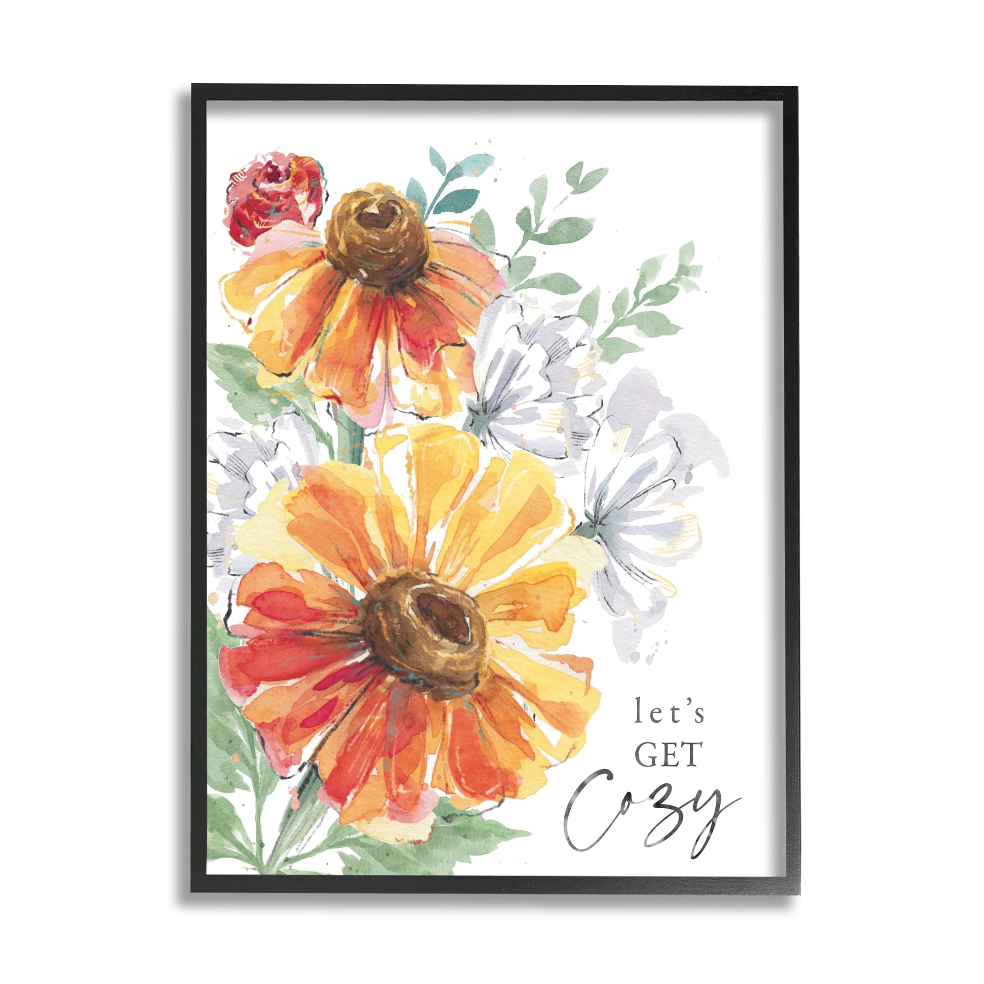 Stupell Industries Let's Get Cozy Diversified Spring Daisy Rose Arrangement,24 x 30, Design by Courtney Morgenstern