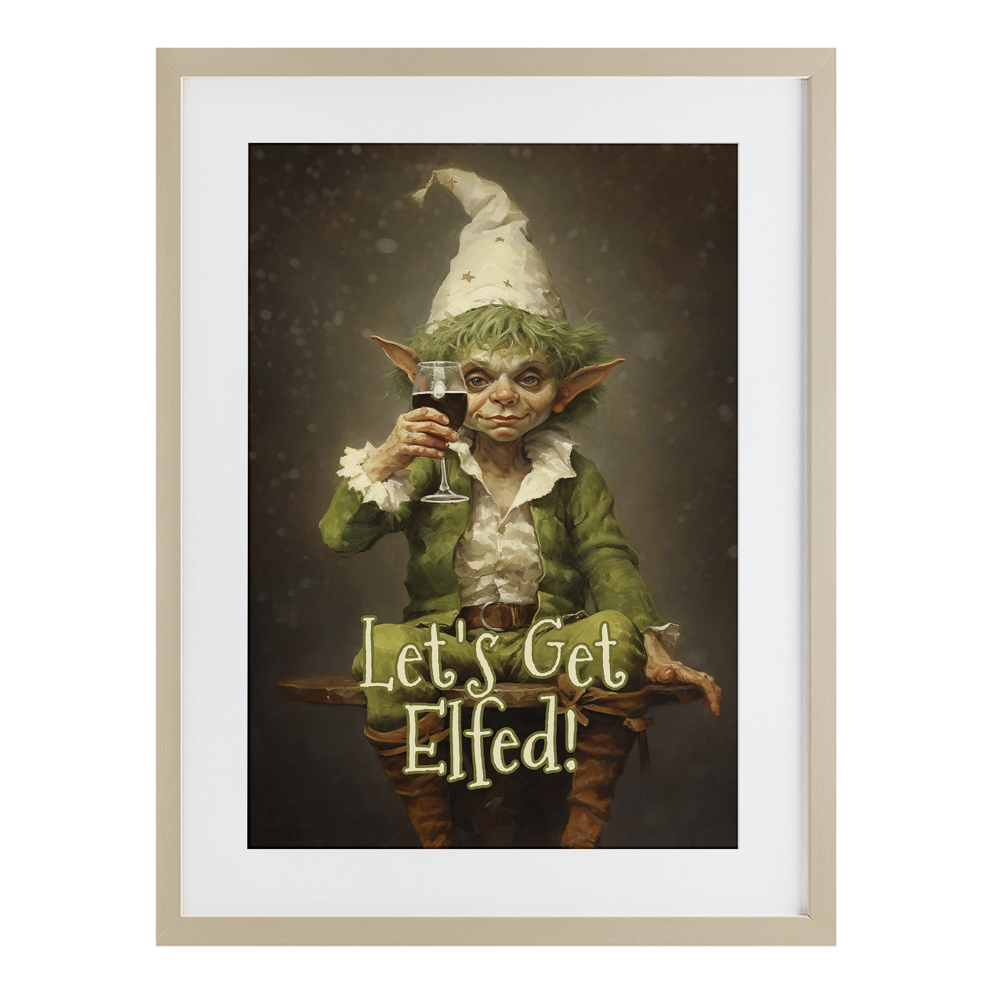 Stupell Industries Let's Get Elfed Birch Framed Print Under Glass, design by Tina LeCour