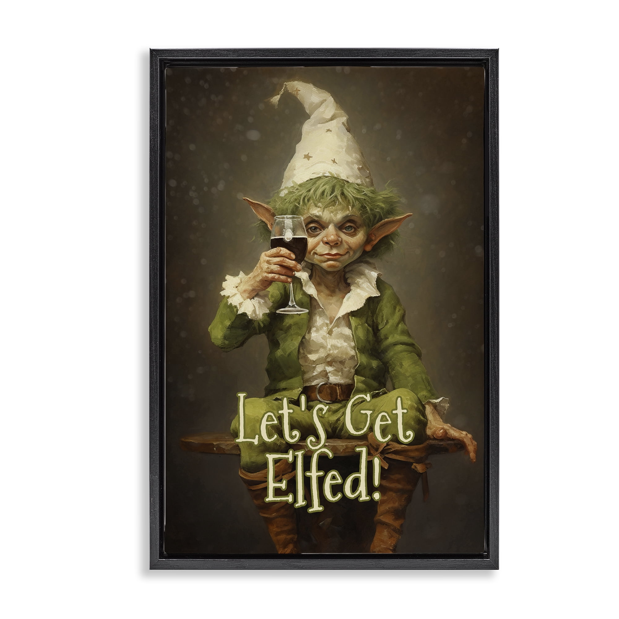 Stupell Industries Let's Get Elfed Black Framed Floater Canvas Wall Art, design by Tina LeCour