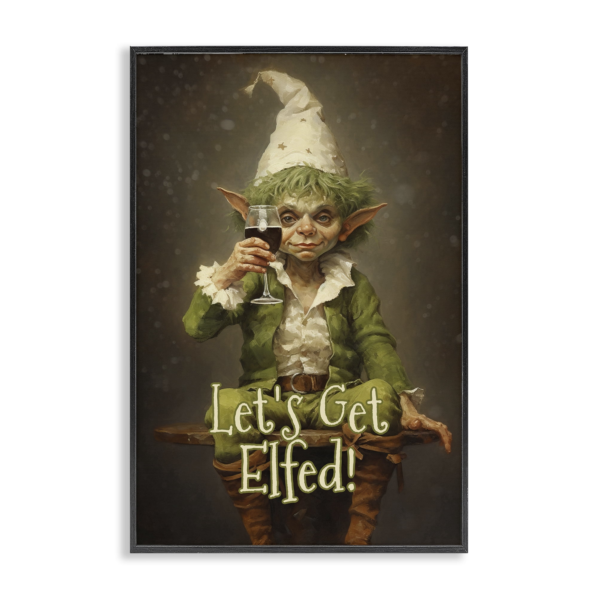 Stupell Industries Let's Get Elfed Black Framed Giclee Art, design by Tina LeCour