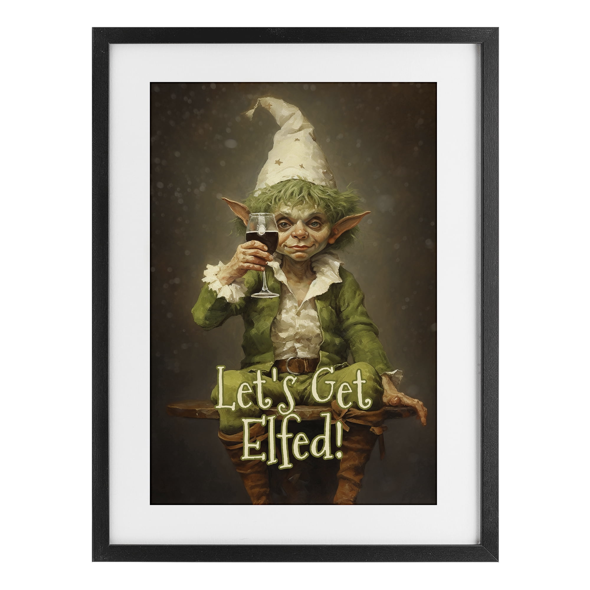 Stupell Industries Let's Get Elfed Black Framed Print Under Glass, design by Tina LeCour