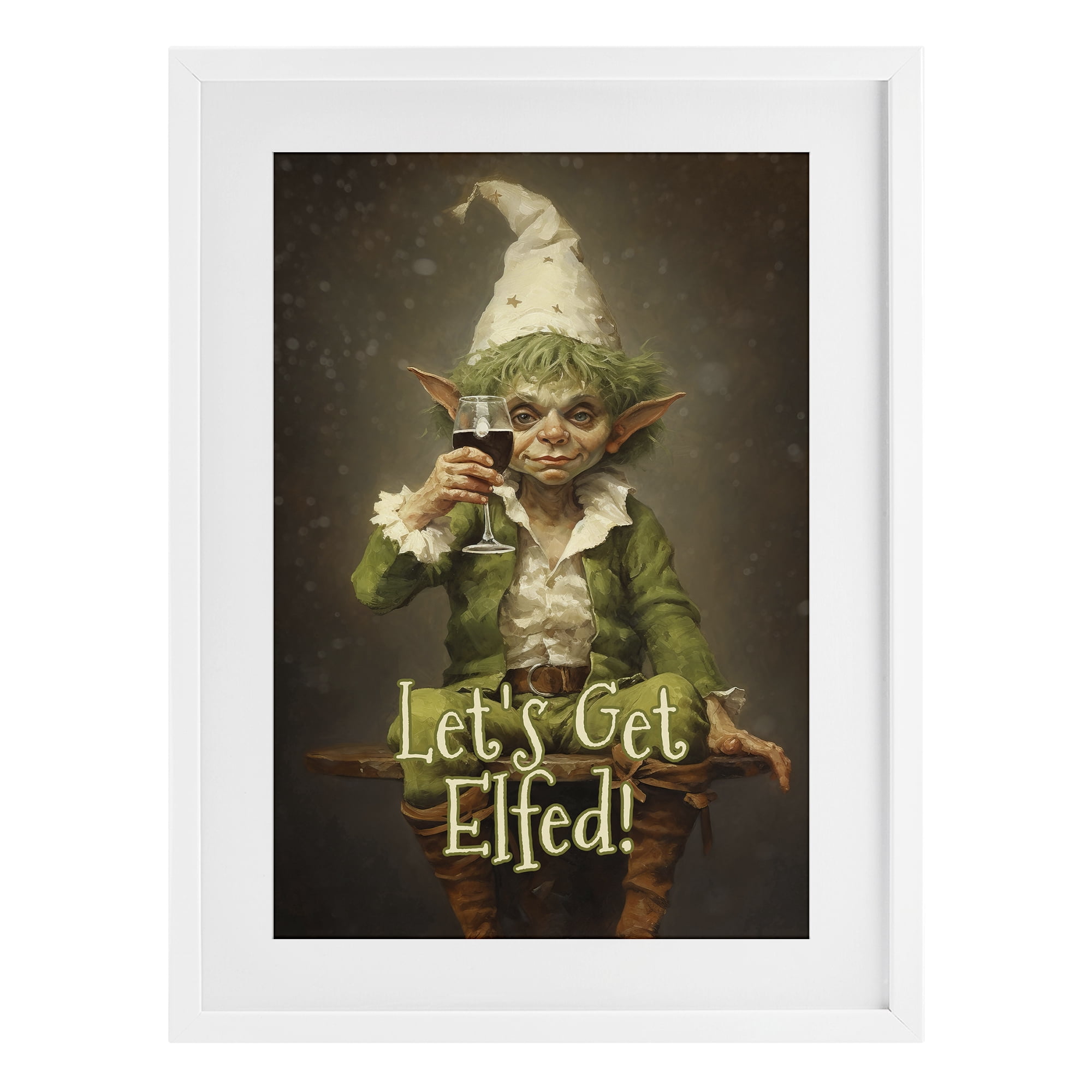 Stupell Industries Let's Get Elfed White Framed Print Under Glass, design by Tina LeCour