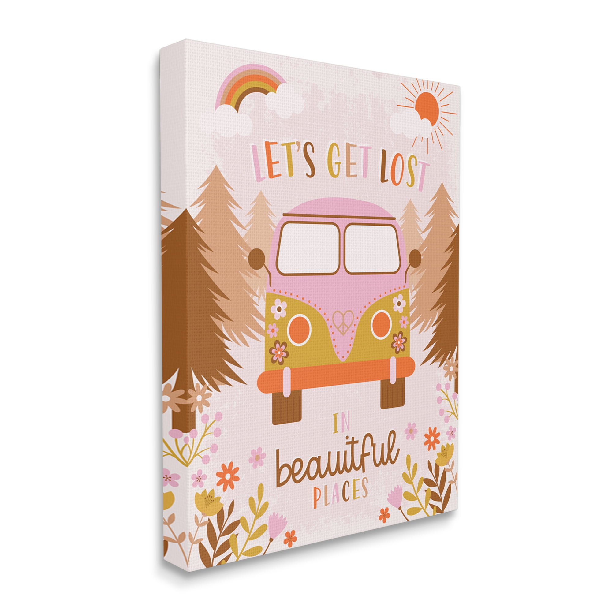 Stupell Industries Let's Get Lost Phrase Adventure Peace Flowers Van, 24 x 30, Designed by Angela Nickeas