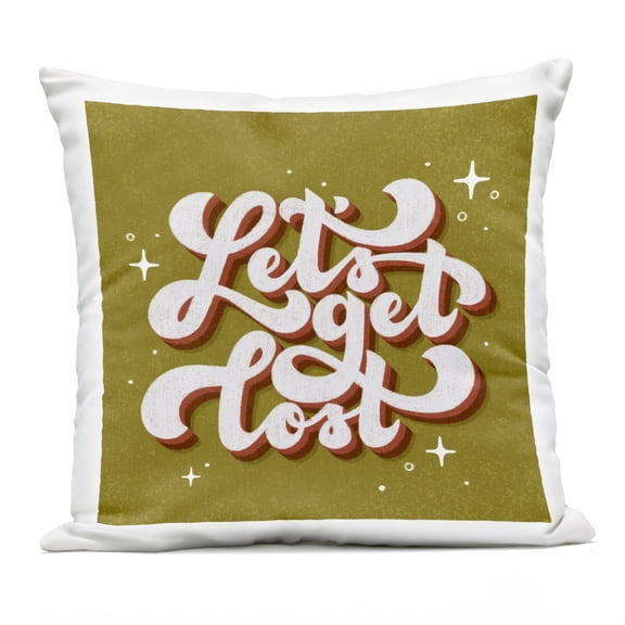Stupell Industries Let's Get Lost Retro Lettering Design by Sarah Hickman Outdoor Printed Pillow