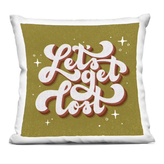 Stupell Industries Let's Get Lost Retro Lettering Design by Sarah Hickman Throw Pillow