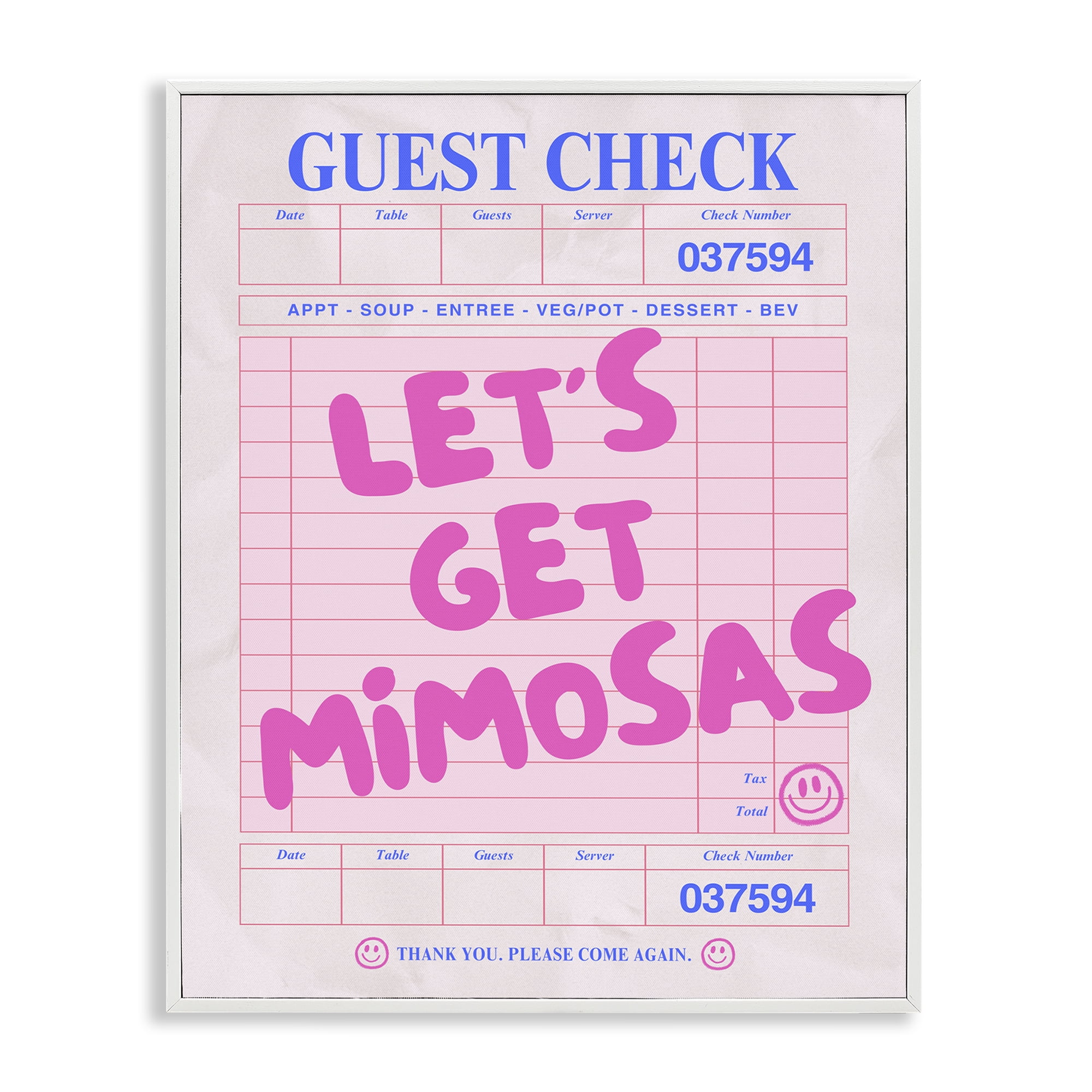 Stupell Industries Let's Get Mimosas Check Text & Numbers Painting White Framed Art Print Wall Art, 16 x 20