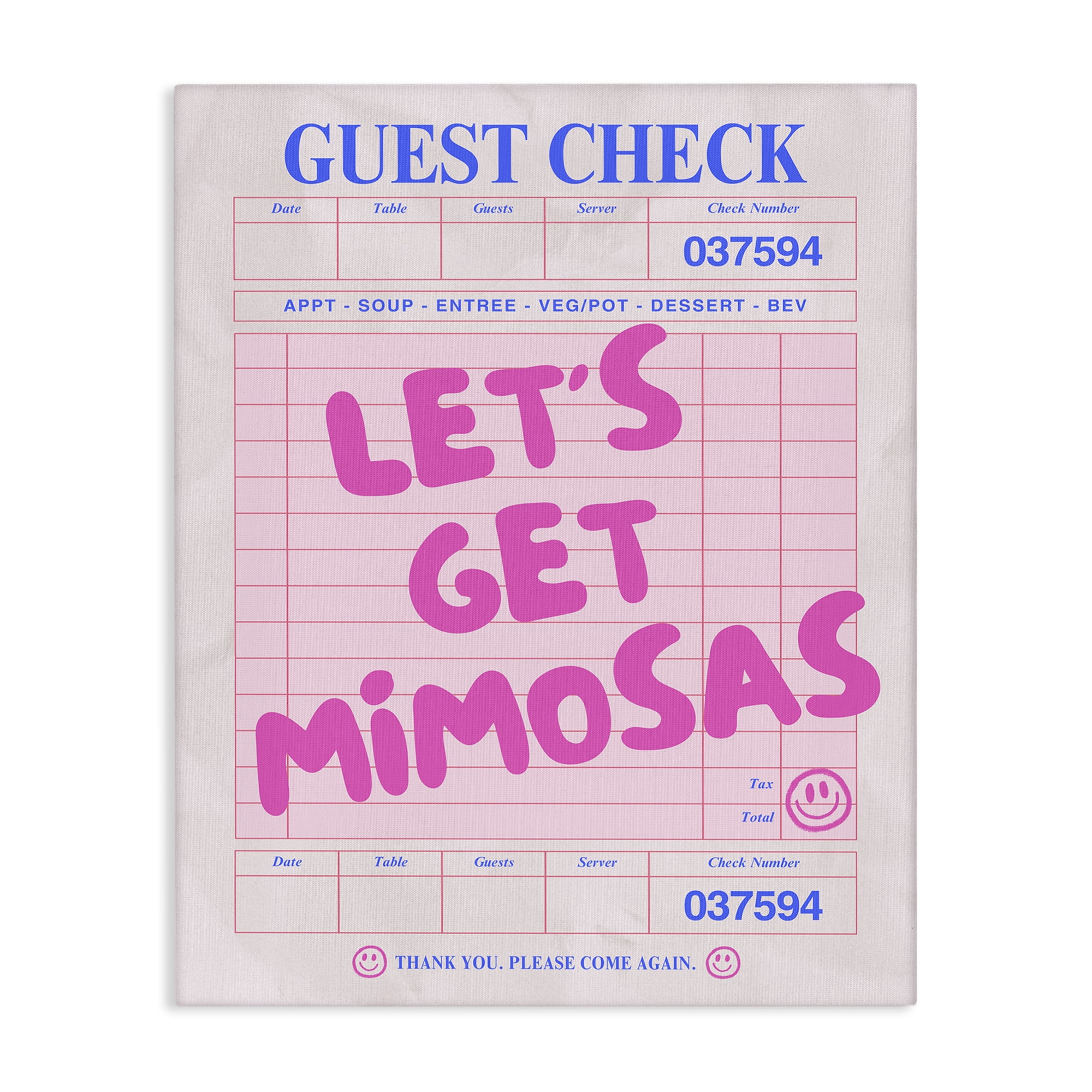 Stupell Industries Let's Get Mimosas Check Text & Numbers Painting Wrapped Canvas Art Print Wall Art, 16 x 20