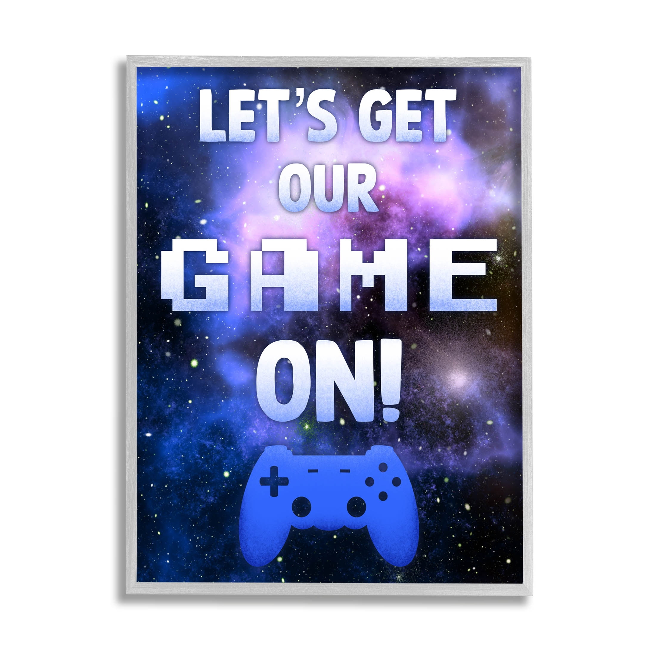 Stupell Industries Let's Get Our Game On Phrase Graphic Art Gray Framed Art Print Wall Art, Design by Marcus Prime