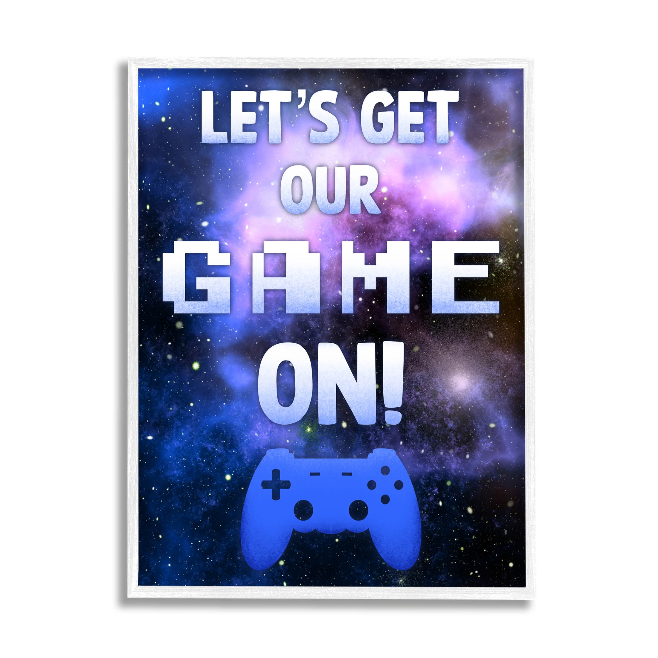Stupell Industries Let's Get Our Game On Phrase Graphic Art White Framed Art Print Wall Art, Design by Marcus Prime