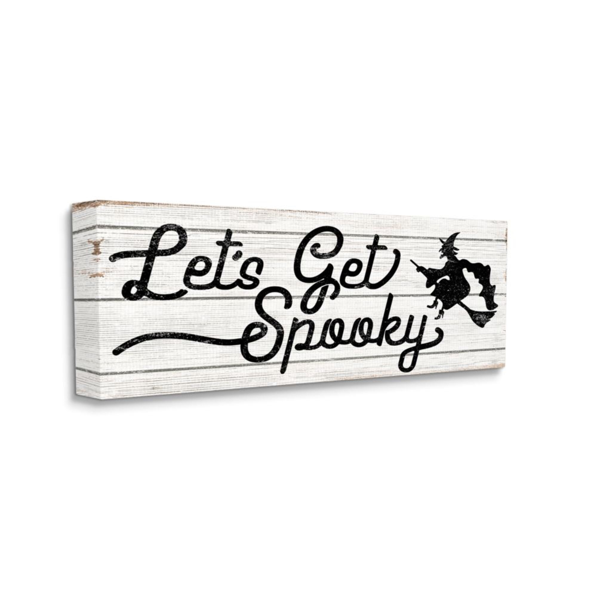 Stupell Industries Let's Get Spooky Phrase Rustic Halloween Witch Design by Daphne Polselli, 20" x 48"