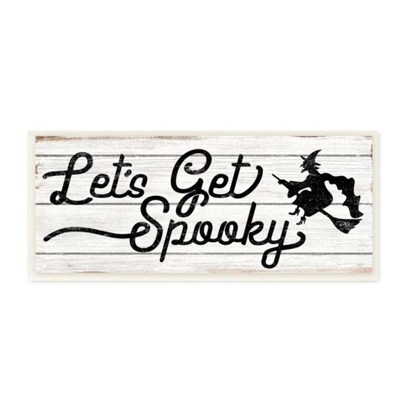 Stupell Industries Let's Get Spooky Phrase Rustic Halloween Witch Design by Daphne Polselli