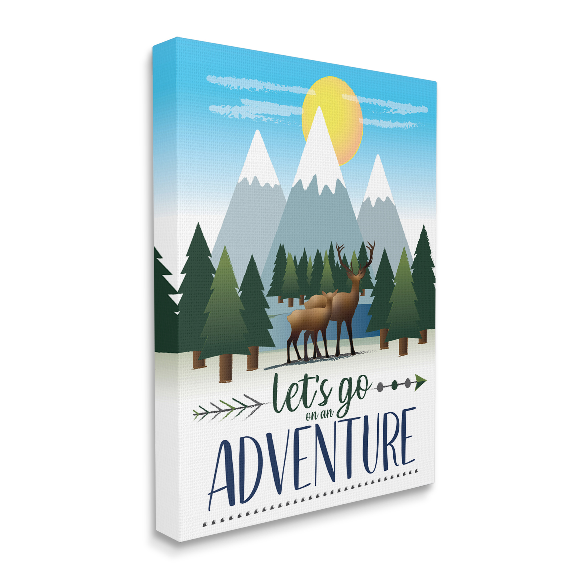 Stupell Industries Let's Go Adventure Phrase Forest Animal Mountain Range Canvas Wall Art, 16 x 20, Design by AE Design