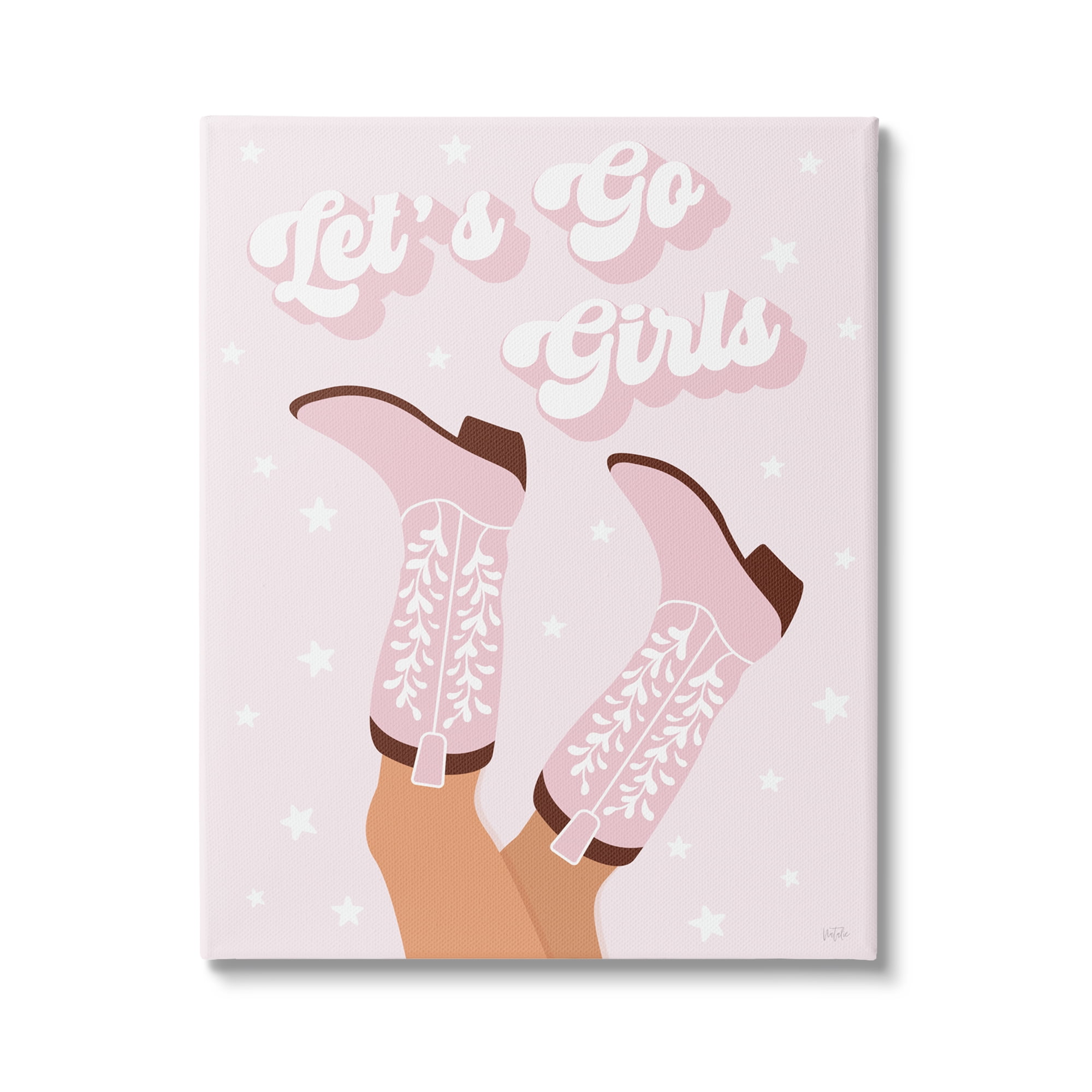 Stupell Industries Let's Go Girls Cowgirl Abstract Painting Gallery Wrapped Canvas Art Print Wall Art, 30 x 40