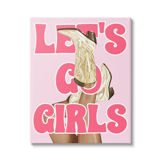 Stupell Industries Let's Go Girls Cowgirl Typography Painting Gallery Wrapped Canvas Art Print Wall Art, 36 x 48