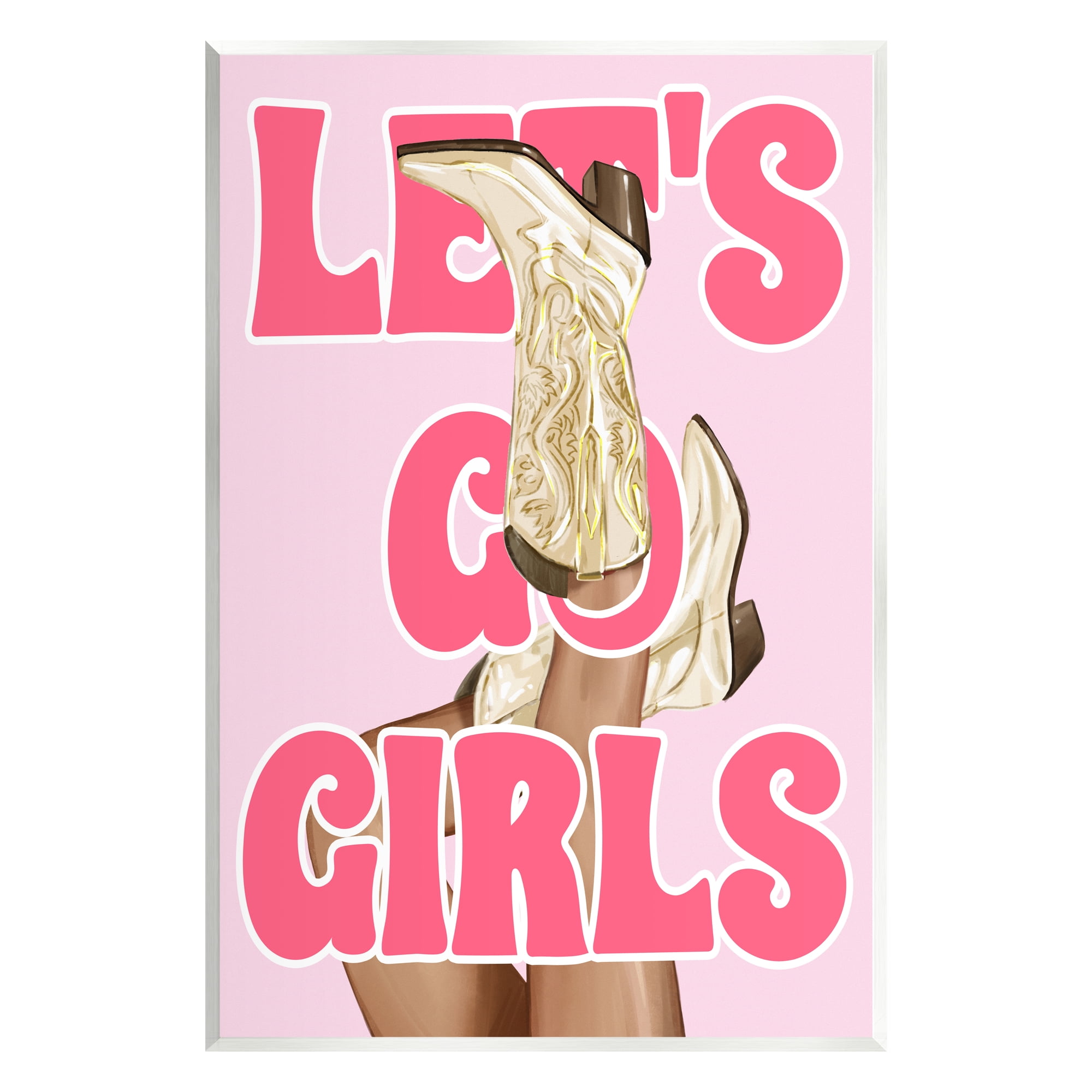 Stupell Industries Let's Go Girls Cowgirl Typography Painting Unframed Art Print Wall Art, 13 x 19