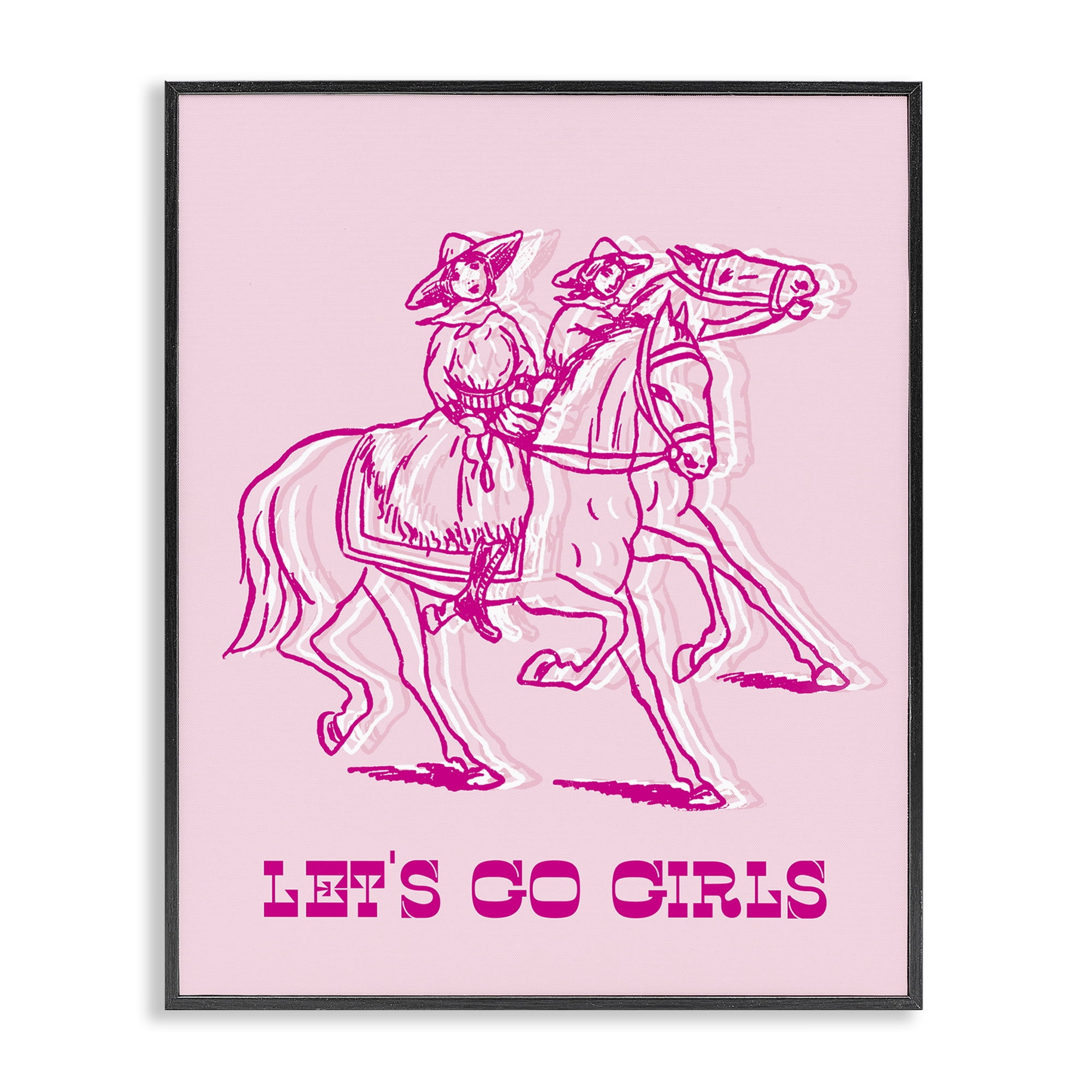 Stupell Industries Let's Go Girls Outline People Painting Black Framed Art Print Wall Art, 24 x 30
