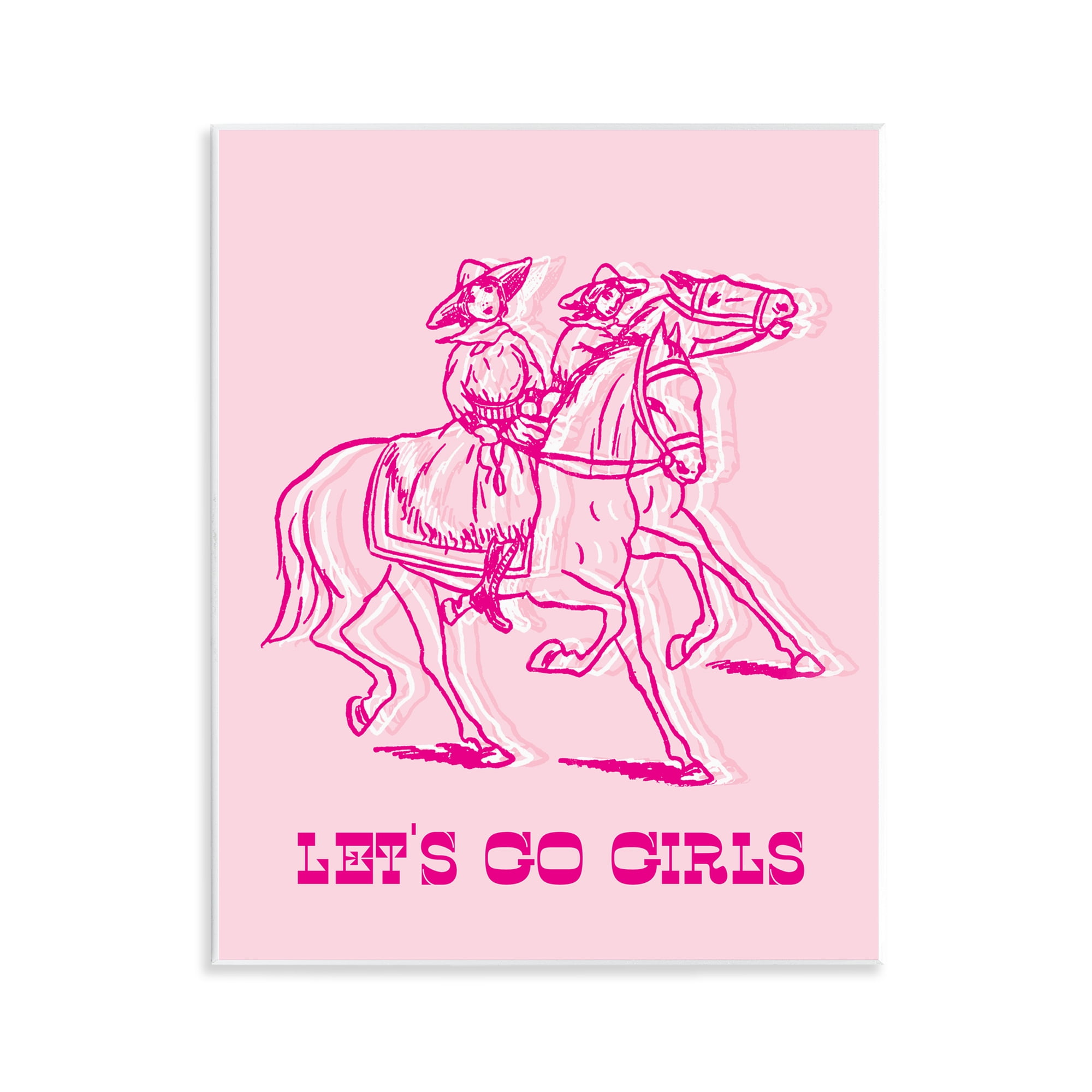 Stupell Industries Let's Go Girls Outline People Painting Unframed Art Print Wall Art, 11 x 14