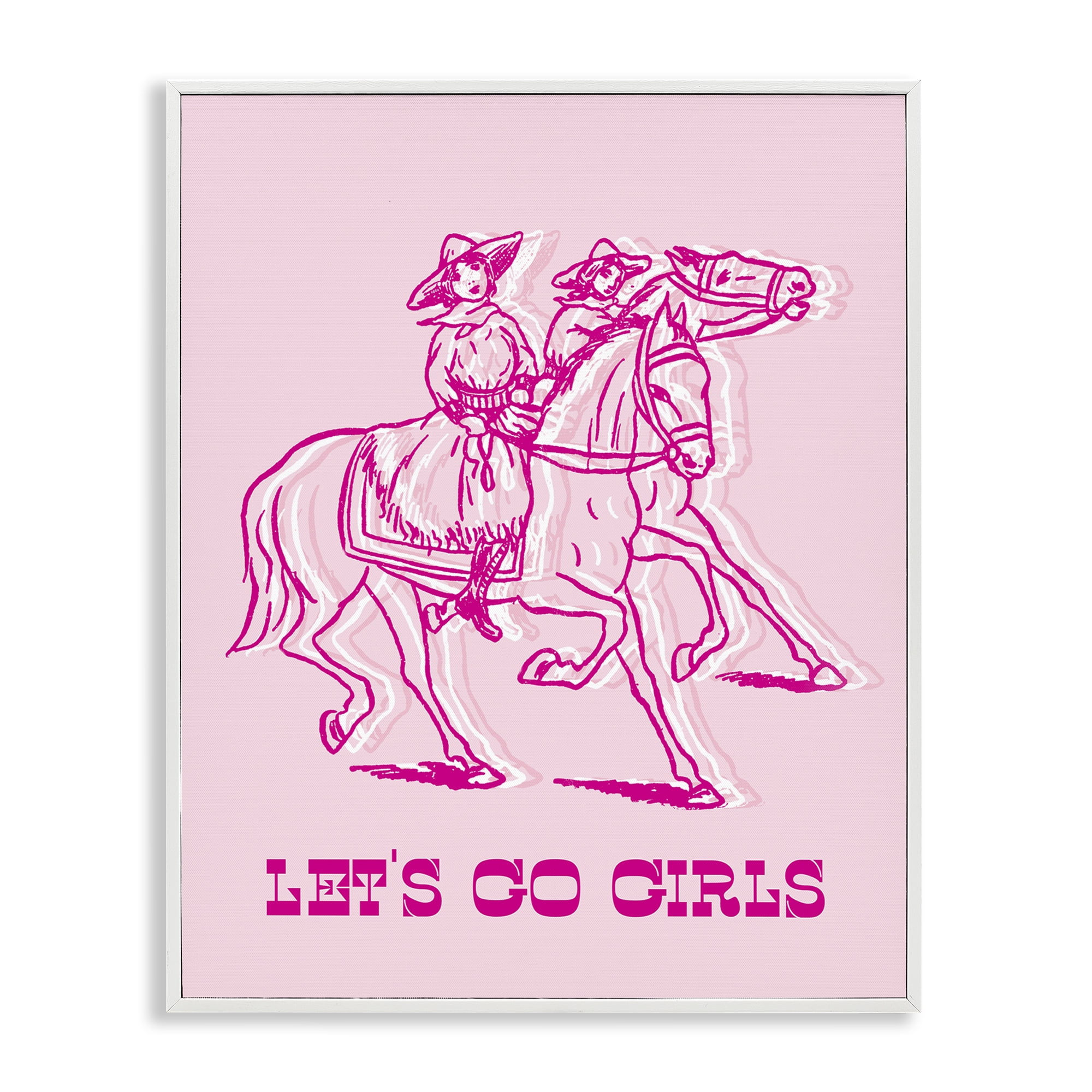 Stupell Industries Let's Go Girls Outline People Painting White Framed Art Print Wall Art, 11 x 14