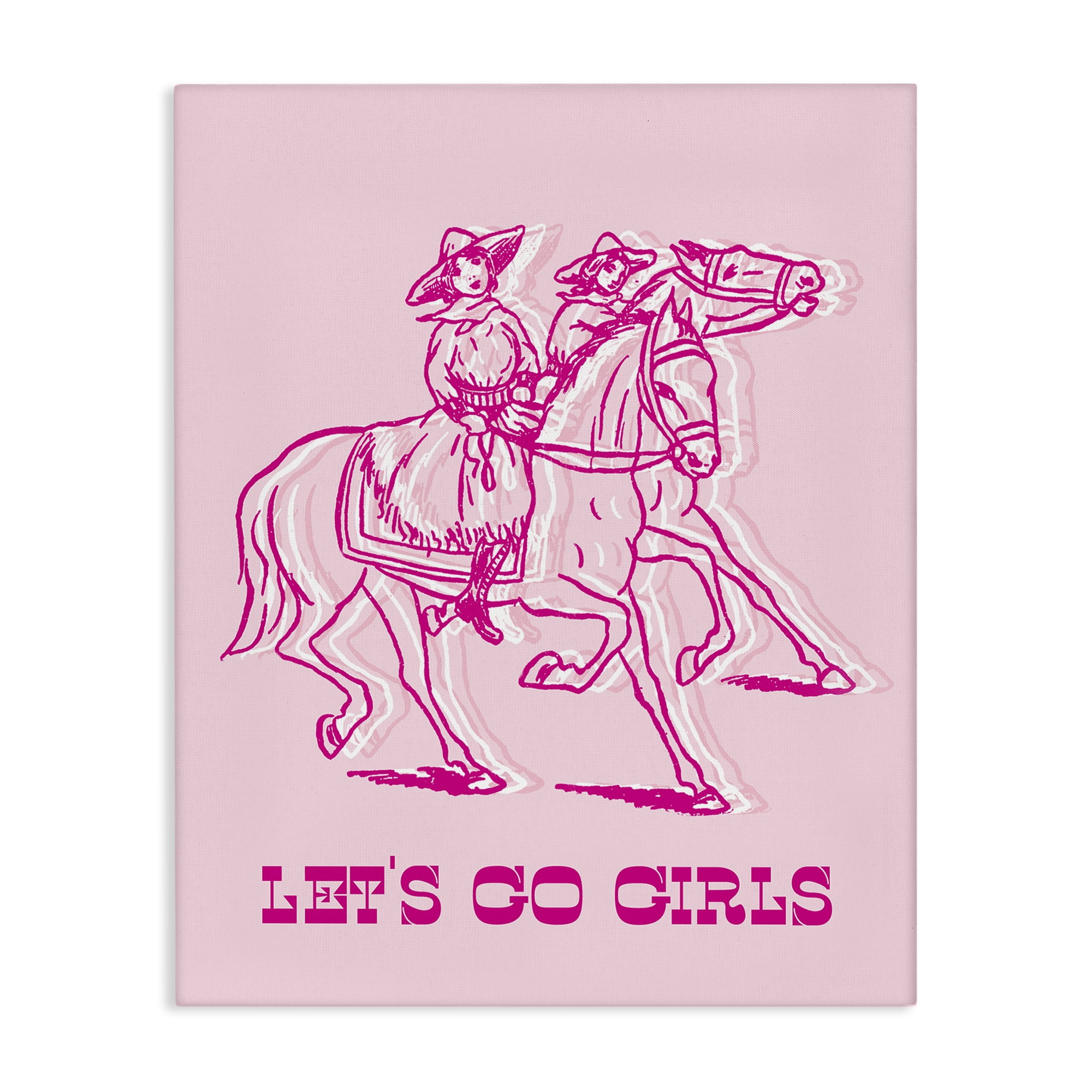 Stupell Industries Let's Go Girls Outline People Painting Wrapped Canvas Art Print Wall Art, 30 x 40
