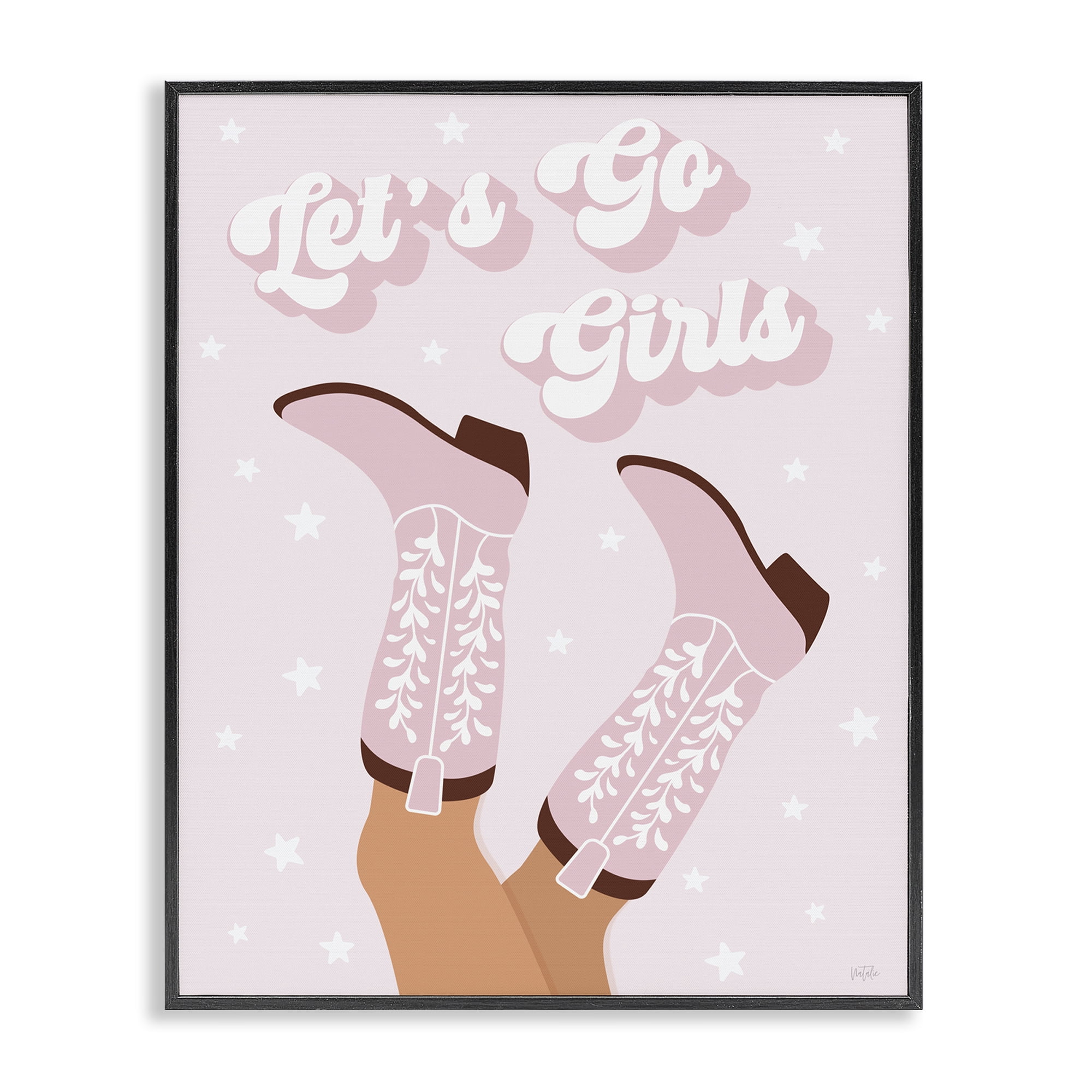 Stupell Industries Let's Go Pastel Cowgirls Fashion Painting Black Framed Art Print Wall Art, 11 x 14