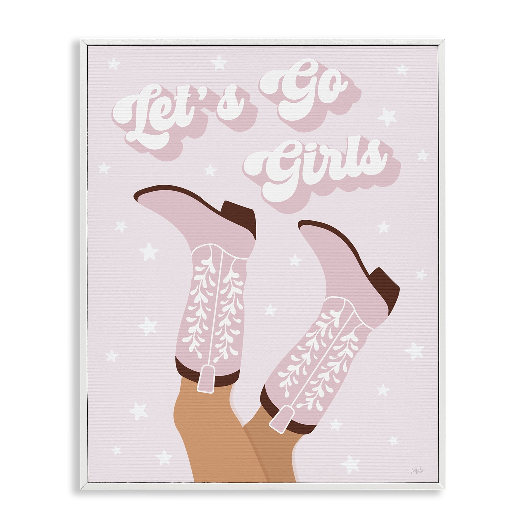 Stupell Industries Let's Go Pastel Cowgirls Fashion Painting White Framed Art Print Wall Art, 24 x 30