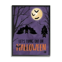 Stupell Industries Let's Hang Halloween Bats Graphic Art Black Framed Art Print Wall Art, Design by Linda Birtel